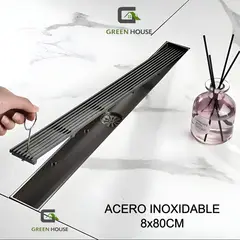 GREEN HOUSE - SUMIDERO NEGRO 8x80CM ACERO INOXIDABLE SUS 304