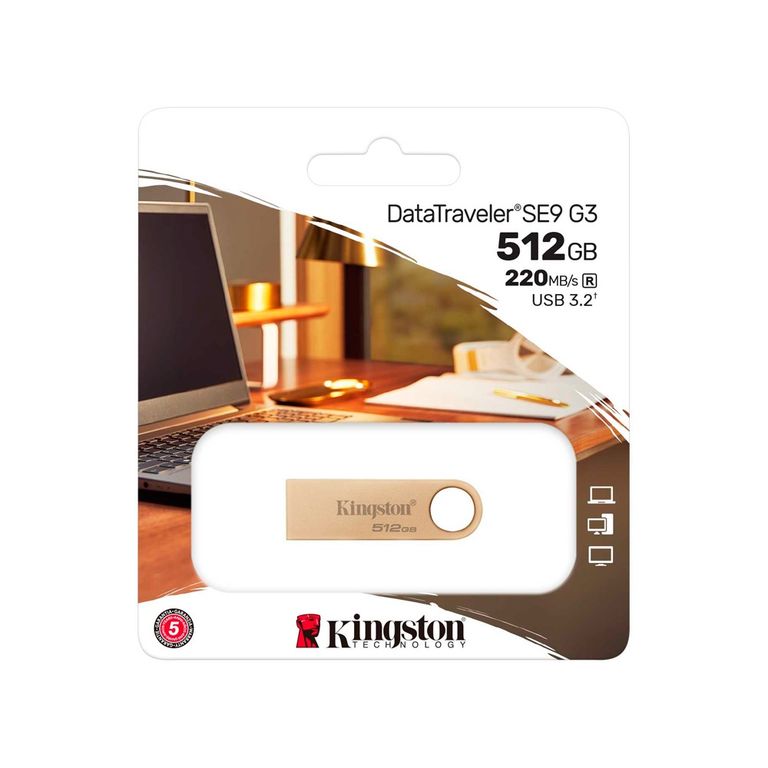 Memoria Usb Datatraveler Se9 G3 De 512Gb, Rápida Y Compacta Con Usb 3.2 Gen 1 Tip