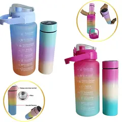 GENERICO - Pack de Tomatodo Portátil Motivacional 2 Lt + Termo Digital 500ml