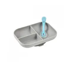 BEABA - PLATO DE SILICONA CON DIVISIONES Y VENTOSA + CUCHARA