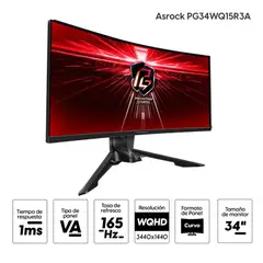 ASROCK - Monitor Curvo Gamer 34 Wqhd 180Hz - Hdr400 1Ms Amd Freesync