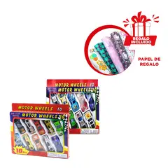 GENERICO - Pack12 Coches para Niños de 3 Años 10 Piez Y+Papel de Regalo