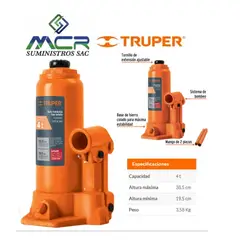 TRUPER - GATA HIDRAULICA DE BOTELLA 04 TONELADAS