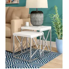 GENERICO - Mesa Lateral THURBES Acero Inoxidable 2 piezas