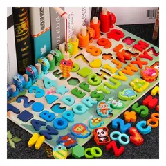 GENERICO - Pack4 Montesori para Niños de Madera Y+Banderitas Adhesivas