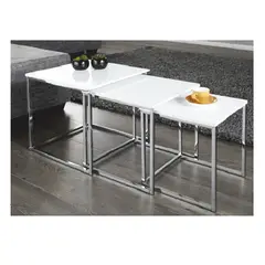 GENERICO - Mesa de Centro ENISOLU Acero Inoxidable 3 Piezas