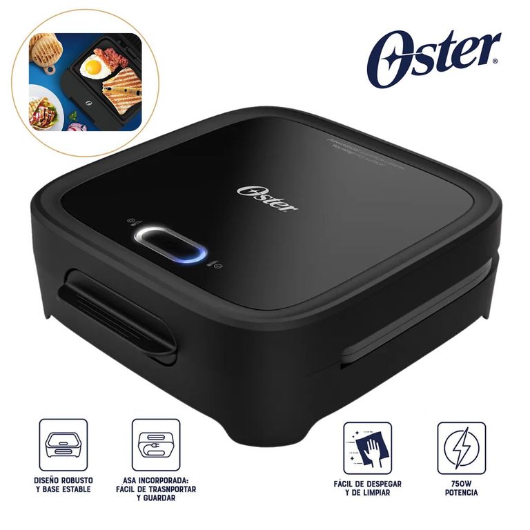 Sandwichera Compacta Oster® con Platos Hondos Negro
