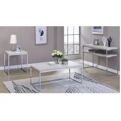 GENERICO - Mesa de Centro Nido TOBUNES Acero Inoxidable 3 piezas