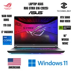 ASUS - LAPTOP ROG STRIX G16 2025 I7 14650HX / 16GB RAM DDR5 / 1TB SSD / RTX 5060 8GB VIDEO