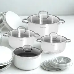 FINEZZA - Juego de Ollas de Acero Inoxidable de 8 Pzs FZ-972AE-IN