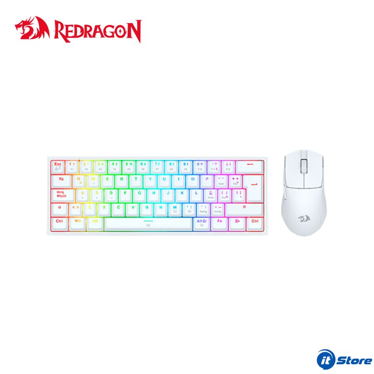 Kit S143 Teclado K617RGB FIZZ SP + Mouse King M724 White CABLEADO