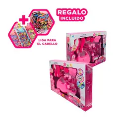 GENERICO - Pack6 Set de Maquillaje y Peinado Rosado Y+Ligas de Regalo