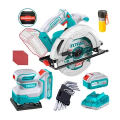TOTAL TOOLS - Sierra Circular 20v + Lijadora + Batidora + Llaves Tipo L
