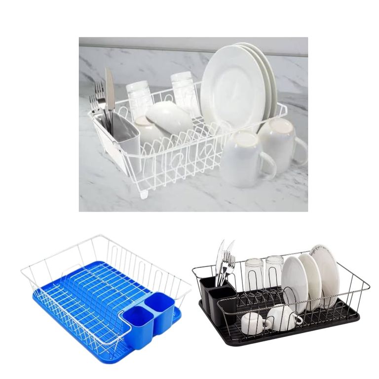 X4 Secaplatos Metalico Con Bandeja Escurridor Platos Color Blanco