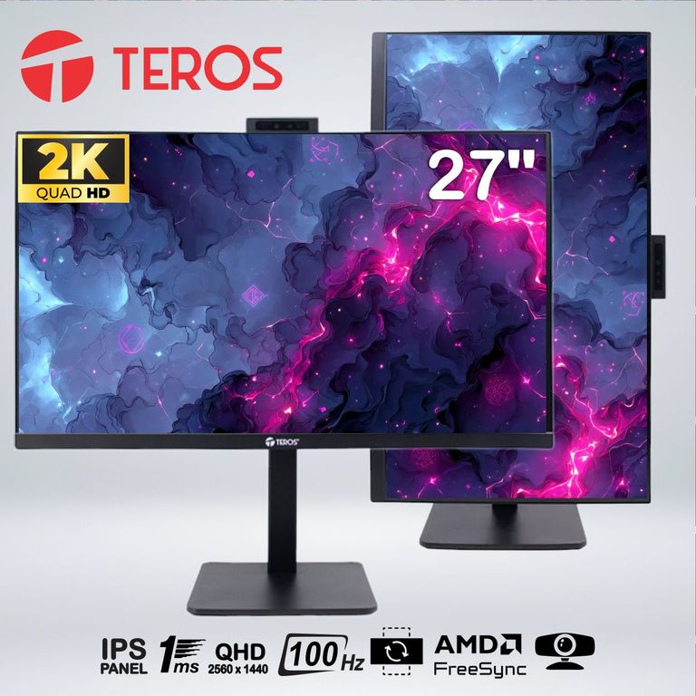 MONITOR TE-2715CS QHD 27 " IPS 100hz 1ms SPEAKER WEBCAM PIVOT