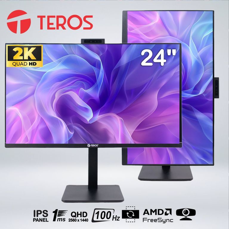 MONITOR TE-2416CS QHD 23.8 " IPS 100hz 1ms WEBCAM SPEAKER MICROFONO PIVOT