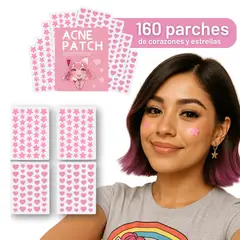 GENERICO - Parches anti Acné día y noche Estrella y corazones rosa 160und
