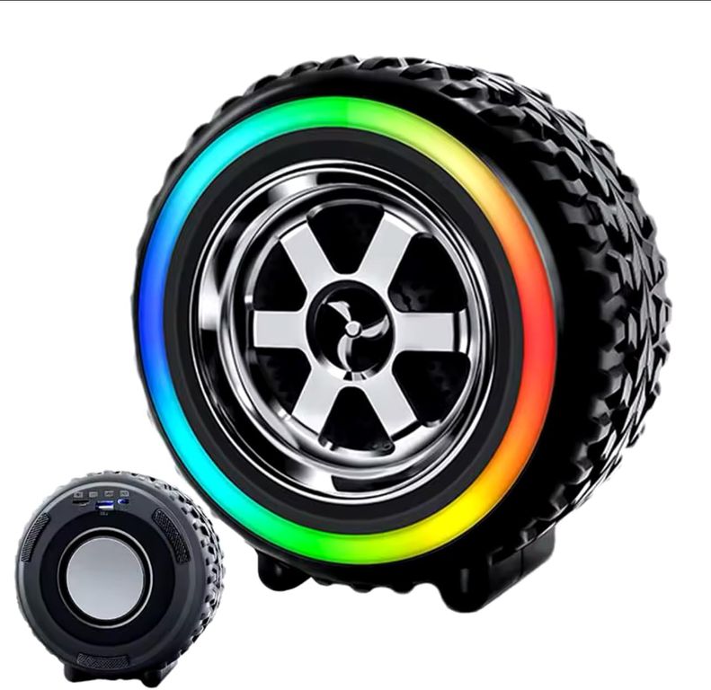 Mini Parlante Bluetooth Forma de Llanta Luz LED RGB USB-Micro SD