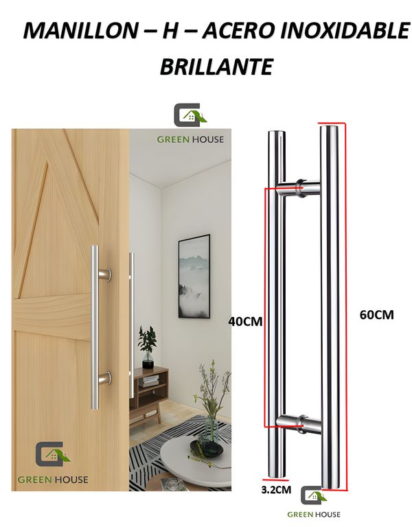 MANILLON ACERO INOXIDABLE MOD H - DOBLE 60cm BRILLANTE