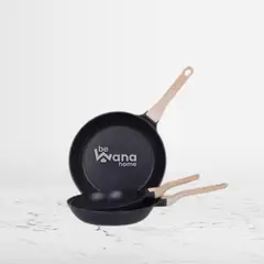 OEM - Sartén de Roca Volcánica Antiadherente Con Tapa 20cm Black MGC