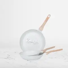 OEM - Sartén de Roca Volcánica Antiadherente Con Tapa 20cm White MGC