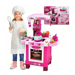 RYBIU IMPORT - Pack2 Cocina Juguete para Niñas de Rosado Y+Papel de Regalo