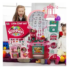 RYBIU IMPORT - Cocina de Juguete para Niños en Rosado Y+Regalo Stickers