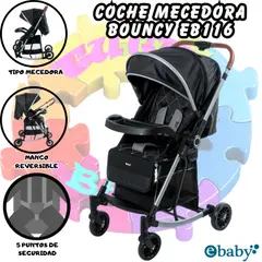 EBABY - COCHE MECEDORA DE LUJO BOUNCY NEGRO