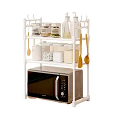 GENERICO - Organizador Multifuncional Para Microondas 2 Niveles Blanco