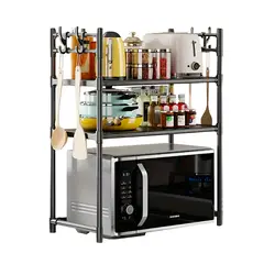 GENERICO - Organizador Multifuncional Para Microondas 2 Niveles Negro