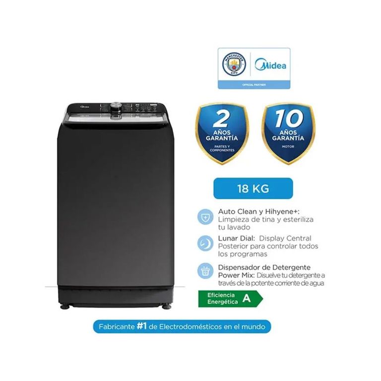 Lavadora Automática Carga Superior 18Kg Titanium Black MA512W180T-PE