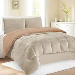 GENERICO - EDREDÓN PIEL DE DURAZNO CON CARNERO QUEEN