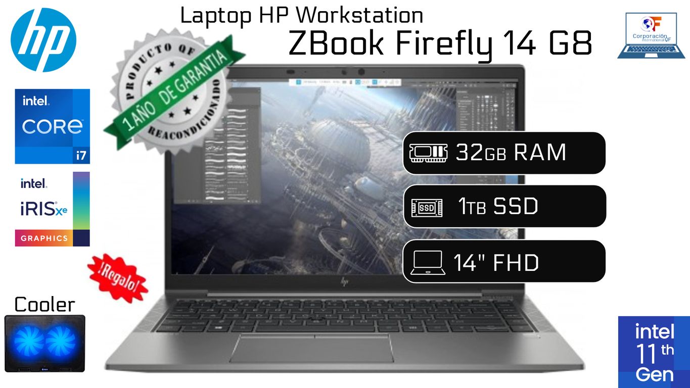 Laptop Workstation ZBook Firefly 14 G8 I7 11va RAM 32GB 1TB SSD 14" Reacondicionada Garantía 1año