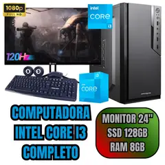 INTEL - PC COMPUTADORA CORE I3 SSD128GB RAM8GB + MONITOR 24 FHD 120HZ