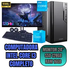 INTEL - PC COMPUTADORA CORE I3 SSD128GB RAM16GB + MONITOR 24 FHD 120HZ