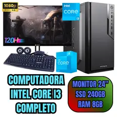 INTEL - PC COMPUTADORA CORE I3 SSD240GB RAM8GB + MONITOR 24 FHD 120HZ