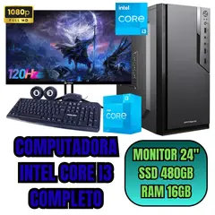 INTEL - PC COMPUTADORA CORE I3 SSD480GB RAM16GB + MONITOR 24 FHD 120HZ
