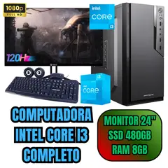 INTEL - PC COMPUTADORA CORE I3 SSD480GB RAM8GB + MONITOR 24 FHD 120HZ