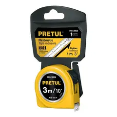 PRETUL - Wincha Amarilla 3 M Cinta 13 Mm En Tarjeta - PRO-3MEB