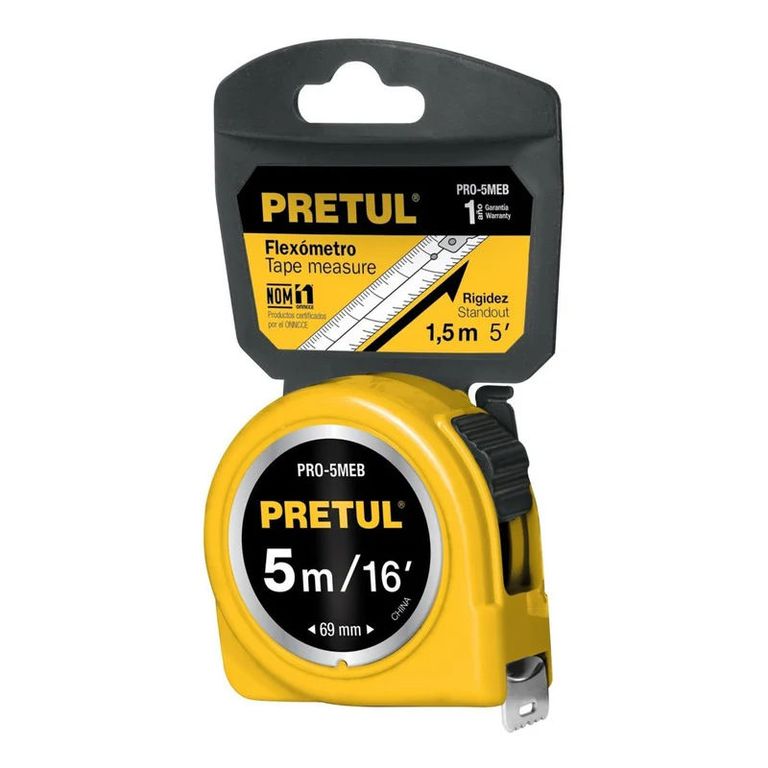 Wincha Amarilla 5 M Cinta 19 Mm En Tarjeta - PRO-5MEB