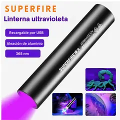 OEM - Linterna Uv Lampara Luz Negra Ultravioleta Led Zoom 365 nm detector