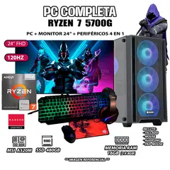AMD - Computadora Completa Ryzen 7 5700G RAM 16GB DISCO SSD 500GB MONITOR 24" FHD