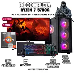 AMD - Computadora Completa Ryzen 7 5700G RAM 16GB DISCO SSD 500GB MONITOR 24" FHD