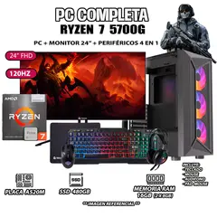 AMD - Computadora Completa Ryzen 7 5700G RAM 16GB DISCO SSD 500GB MONITOR 24" FHD