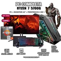 AMD - Computadora Completa Ryzen 7 5700G RAM 16GB DISCO SSD 500GB MONITOR 24" FHD