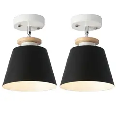 HOME NEAT - 2 Unidades Lámparas de techo de Metal E27 - Negro