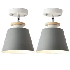 HOME NEAT - 2 Unidades Lámparas de techo de Metal E27 - Gris