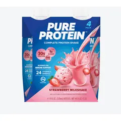 LAB NUTRITION USA - PURE PROTEIN SHAKE STRAWBERRY MILKSHAKE 4 UND