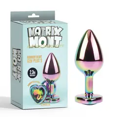 CHISA - Plug Anal Gema Corazón Arcoíris Estilo Diamante Talla S