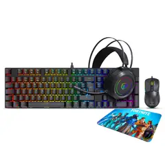 MICRONICS - Kit Gamer 4 En 1 Mecánico Mirage: Teclado+mouse+audifono+pad